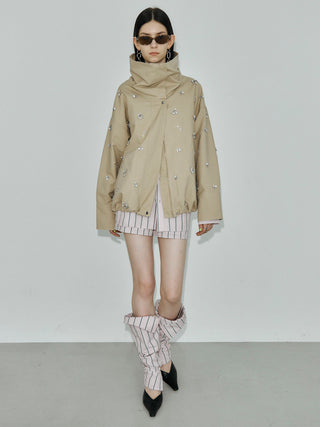 COTTON 2WAY BLOUSON with BIJOU