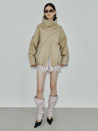 COTTON 2WAY BLOUSON with BIJOU