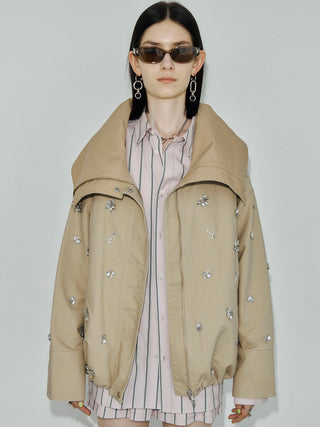 COTTON 2WAY BLOUSON with BIJOU