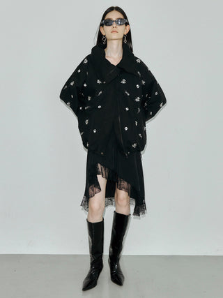 COTTON 2WAY BLOUSON with BIJOU