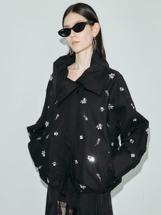 COTTON 2WAY BLOUSON with BIJOU