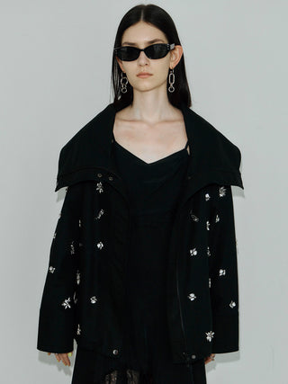 COTTON 2WAY BLOUSON with BIJOU