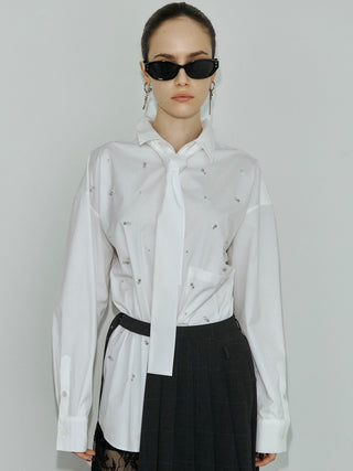 REPOS OVER BOWTIE SHIRT with BIJOU