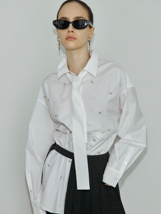 REPOS OVER BOWTIE SHIRT with BIJOU