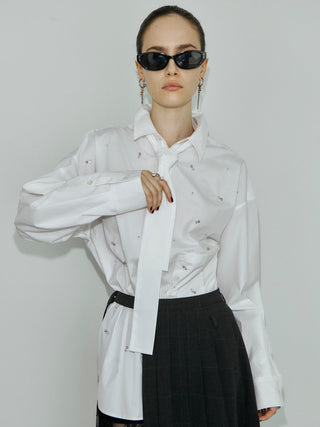 REPOS OVER BOWTIE SHIRT with BIJOU
