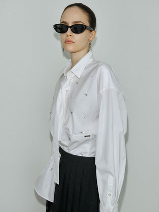 REPOS OVER BOWTIE SHIRT with BIJOU