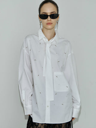 REPOS OVER BOWTIE SHIRT with BIJOU