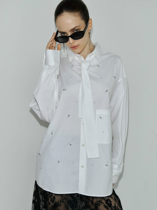 REPOS OVER BOWTIE SHIRT with BIJOU