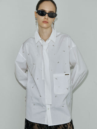 REPOS OVER BOWTIE SHIRT with BIJOU