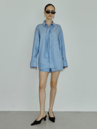 REPOS OVER BOWTIE SHIRT with BIJOU
