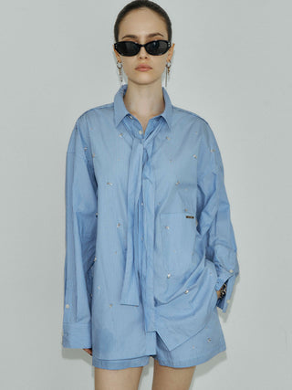 REPOS OVER BOWTIE SHIRT with BIJOU