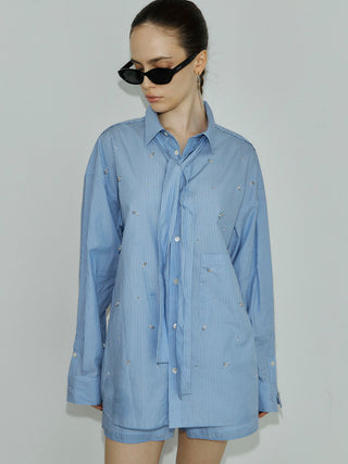 REPOS OVER BOWTIE SHIRT with BIJOU