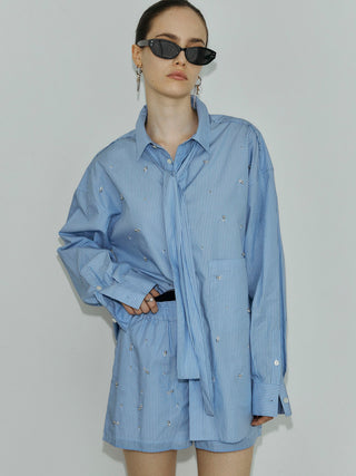 REPOS OVER BOWTIE SHIRT with BIJOU