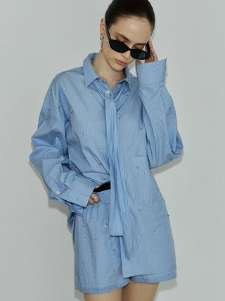 REPOS OVER BOWTIE SHIRT with BIJOU
