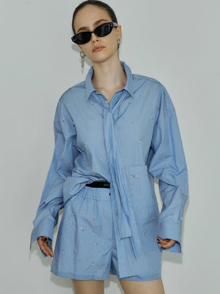 REPOS OVER BOWTIE SHIRT with BIJOU