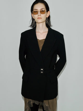 WOOL DOUBLE BELT JACKET