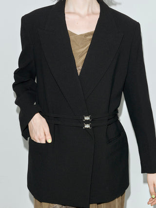 WOOL DOUBLE BELT JACKET