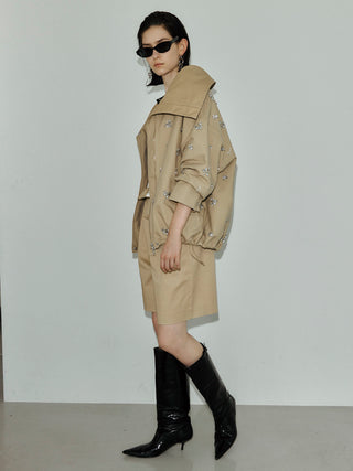 COTTON 2WAY BLOUSON with BIJOU