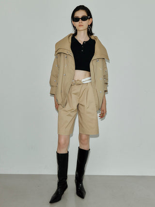 COTTON 2WAY BLOUSON with BIJOU