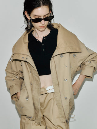 COTTON 2WAY BLOUSON with BIJOU