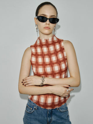SHEER PLEATED BLOUSE