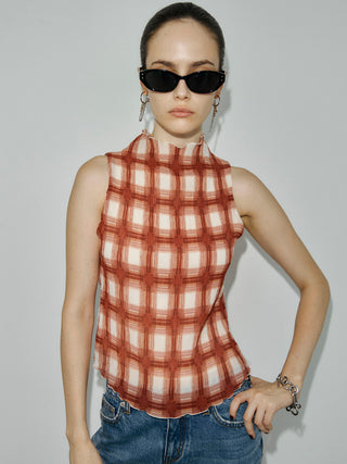 SHEER PLEATED BLOUSE