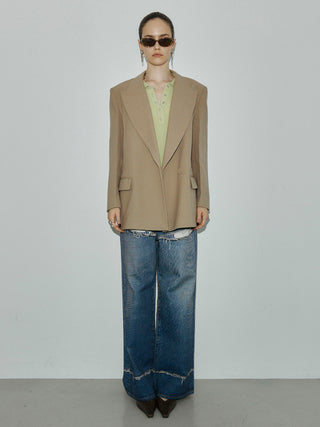WOOL DOUBLE BELT JACKET