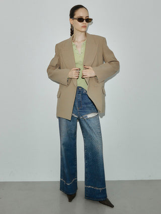 WOOL DOUBLE BELT JACKET