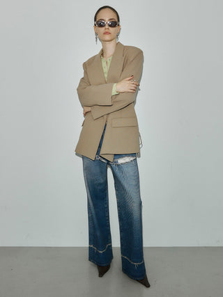 WOOL DOUBLE BELT JACKET