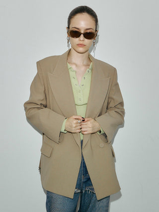 WOOL DOUBLE BELT JACKET