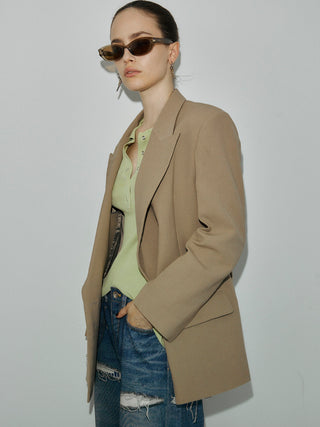 WOOL DOUBLE BELT JACKET