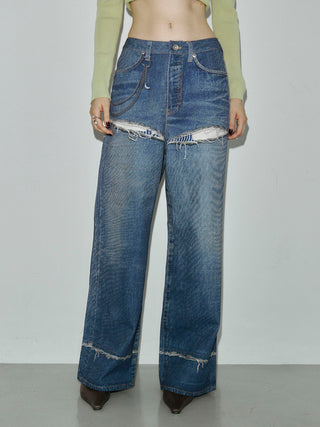 TROMPE-l’OEIL DENIM PANTS