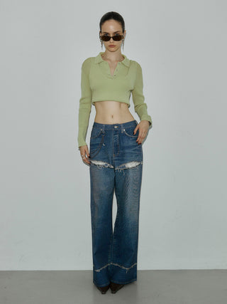 TROMPE-l’OEIL DENIM PANTS