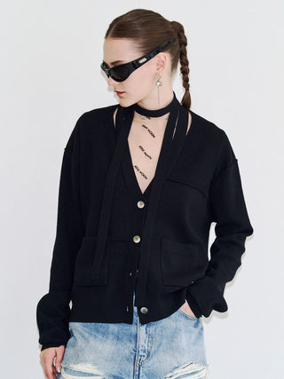 CHOKER VNECK CARDIGAN