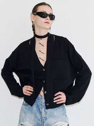 CHOKER VNECK CARDIGAN