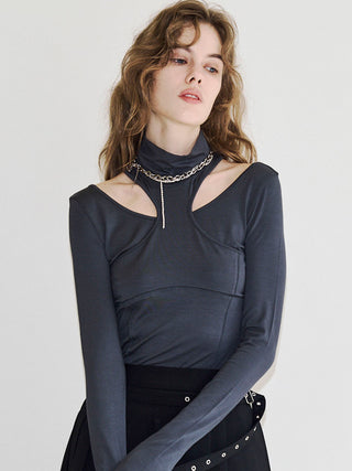 HIGH NECK CUTTING DETAIL TOP