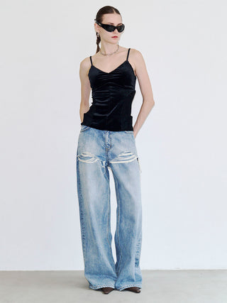 SIDE SHEER VELOUR CAMISOLE