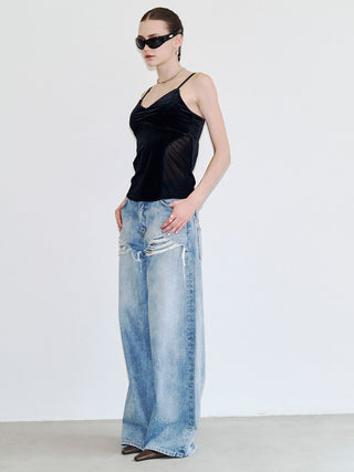 SIDE SHEER VELOUR CAMISOLE