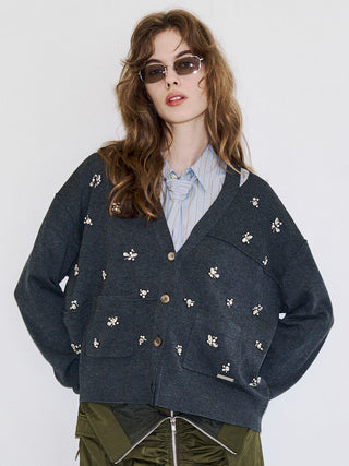 BIJOU CHOKER VNECK CARDIGAN
