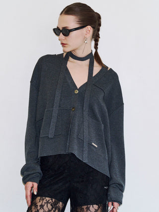 CHOKER VNECK CARDIGAN