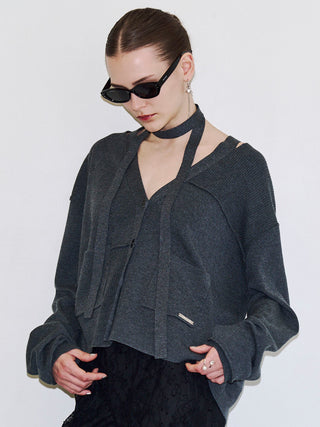 CHOKER VNECK CARDIGAN