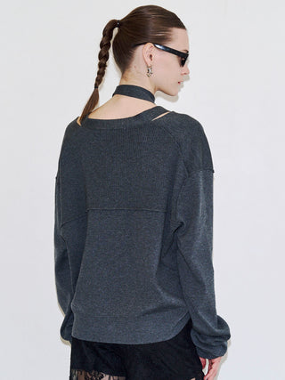 CHOKER VNECK CARDIGAN