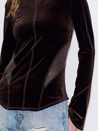 POWER SHOULDER VELOUR TOP