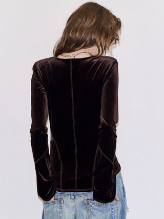 POWER SHOULDER VELOUR TOP