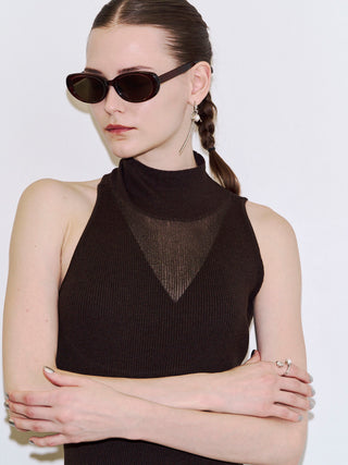 BACK OPEN KNIT DOCKING DRESS