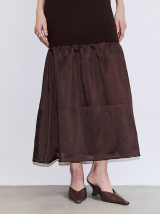 BACK OPEN KNIT DOCKING DRESS
