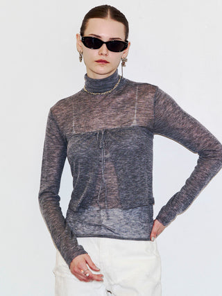 HIGH NECK KNIT CARDIGAN