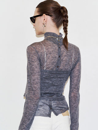 HIGH NECK KNIT CARDIGAN