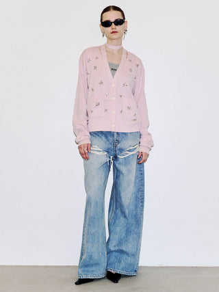 BIJOU CHOKER VNECK CARDIGAN