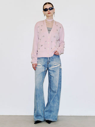 BIJOU CHOKER VNECK CARDIGAN